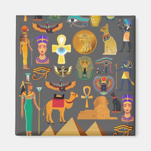 エジプトの象形記号パターンpharaoh マグネット (正面)