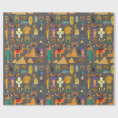 エジプトの象形記号パターンpharaoh ラッピングペーパー (フラット)