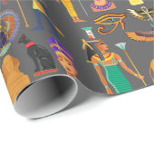 エジプトの象形記号パターンpharaoh ラッピングペーパー (ロールコーナー)