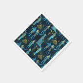 エジプトの金ゴールドと青いガラスパターン スタンダードカクテルナプキン (角)