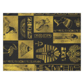 エジプトの金ゴールドのヒエログリフおよび記号のコラージュ テーブルクロス (正面(横))