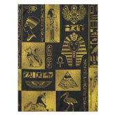 エジプトの金ゴールドのヒエログリフおよび記号のコラージュ テーブルクロス (正面)