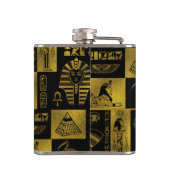 エジプトの金ゴールドのヒエログリフおよび記号のコラージュ フラスク (裏面)