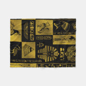 エジプトの金ゴールドのヒエログリフおよび記号のコラージュ フリースブランケット (正面(横))