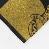 エジプトの金ゴールドのヒエログリフおよび記号のコラージュ フリースブランケット (角)