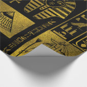 エジプトの金ゴールドのヒエログリフおよび記号のコラージュ ラッピングペーパー (角)