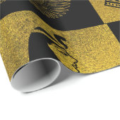 エジプトの金ゴールドのヒエログリフおよび記号のコラージュ ラッピングペーパー (ロールコーナー)