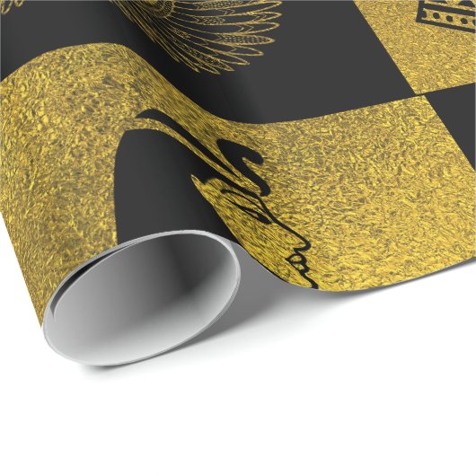 エジプトの金ゴールドのヒエログリフおよび記号のコラージュ ラッピングペーパー (ロールコーナー)