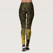 エジプトの金ゴールドのヒエログリフおよび記号のコラージュ レギンス (裏面)