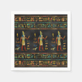 エジプトの金ゴールド、ティール（緑がかった色）、および赤いガラスパターン スタンダードカクテルナプキン (正面)