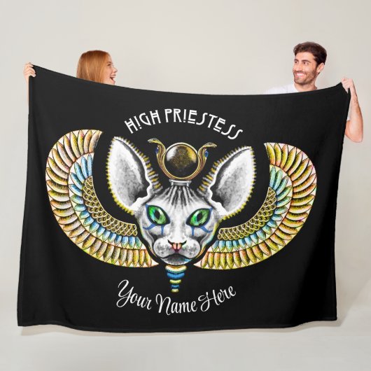 エジプトの高い女司祭ブラック魔法スフィンクス猫レックス フリースブランケット (インサイチュ)