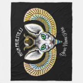 エジプトの高い女司祭ブラック魔法スフィンクス猫レックス フリースブランケット (正面)