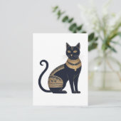 エジプトの黒猫、エレガントなネコ ポストカード (スタンド正面)