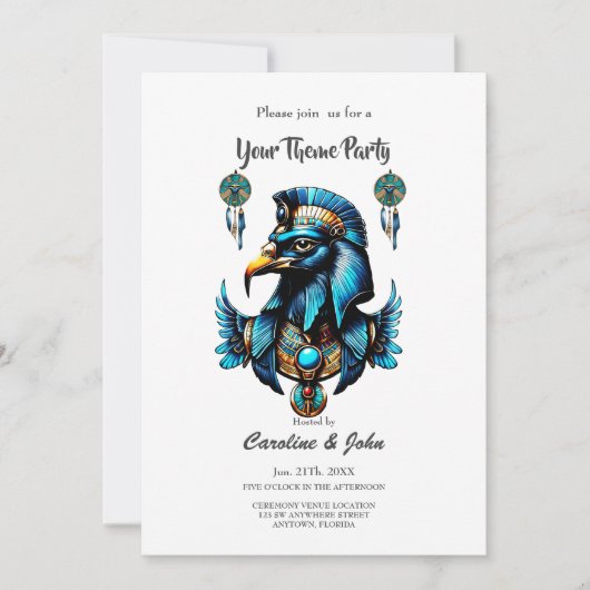 エジプトの《鳥》ハヤブサ神をホロス。 招待状 (正面)