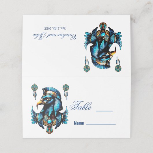 エジプトの《鳥》ハヤブサ神ホルス プレイスカード (外部開封)