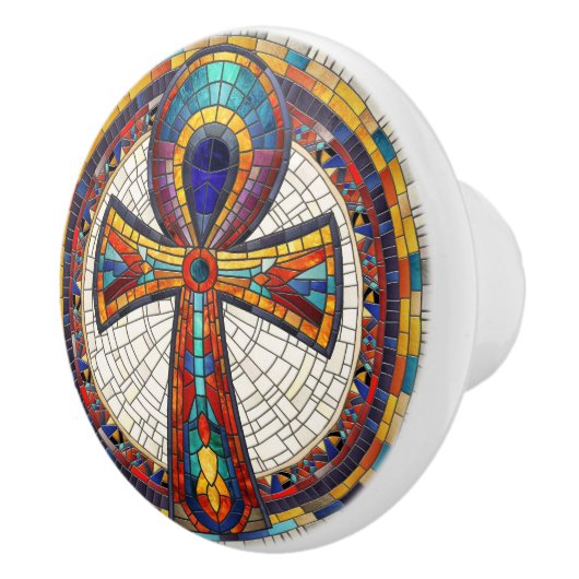 エジプトのAnkh Cross – モザイクアート セラミックノブ (右)