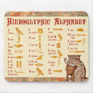 エジプトのHieroglyphicアルファベットの図表 マウスパッド