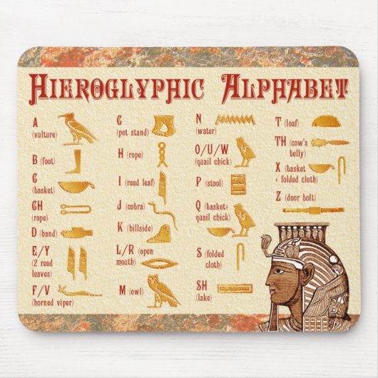 エジプトのHieroglyphicアルファベットの図表 マウスパッド (正面)