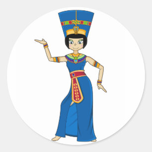 エジプトのNefertiti女王のステッカー ラウンドシール