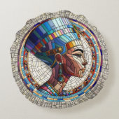 エジプトのNefertiti – モザイクアート ラウンドクッション (裏面)