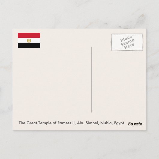 エジプトのRamses II、Abu Simbelの素晴らしい寺院 ポストカード (裏面)