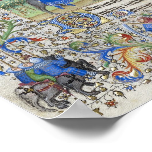 エジプトへの神聖な家族飛行中世の原稿 ポスター (角)