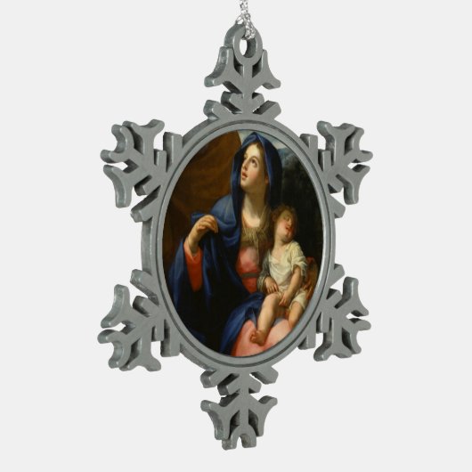 エジプトへの飛行の残り スノーフレークピューターオーナメント (左)