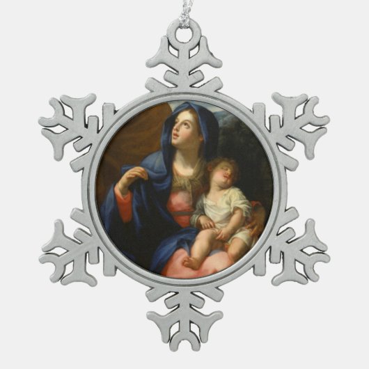 エジプトへの飛行の残り スノーフレークピューターオーナメント (正面)