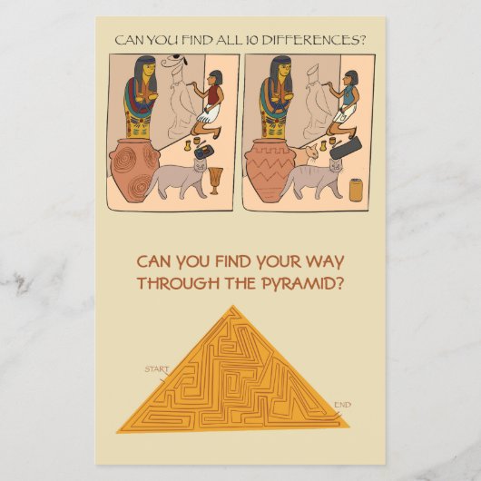 エジプトをテーマにしたゲームとパズルアクティビティシート チラシ (裏面)