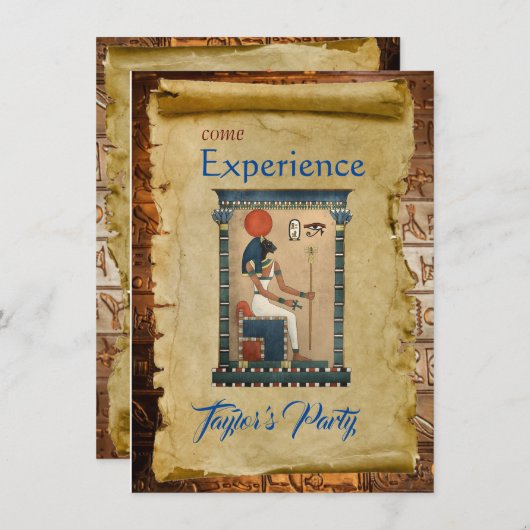 エジプトをテーマにしたパーティの招待状フラットカード (正面/裏面)