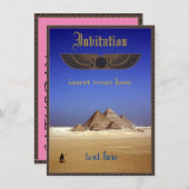エジプトをテーマにしたパーティの招待状フラットカード (正面/裏面)