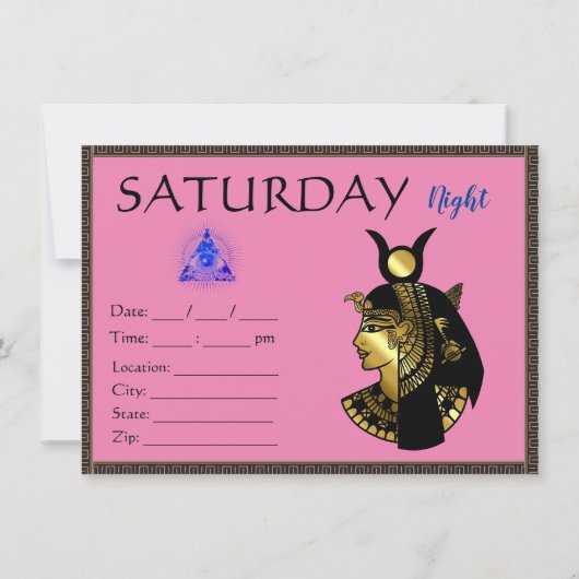 エジプトをテーマにしたパーティの招待状フラットカード (裏面)