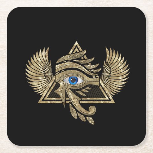 エジプトアイオブホルス-ワジェットオーナメント スクエアペーパーコースター (正面)