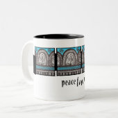 エジプトインスパイアターコイズと銀アーチ ツートーンマグカップ (正面左)