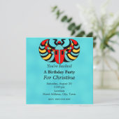 エジプトカラフルス鮮やかスカラブカブト誕生日 招待状 (スタンド正面)