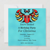 エジプトカラフルス鮮やかスカラブカブト誕生日 招待状 (正面)