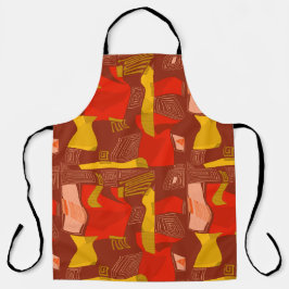 エジプトサイケデリックコラージュ：マルーンレッドオークル エプロン