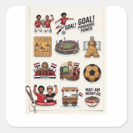 エジプトサッカー試合日ステッカーパック - ファラオ スクエアシール