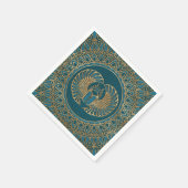 エジプトスカラブカブトムシ金ゴールドオンティール（緑がかった色）レザー スタンダードカクテルナプキン (角)