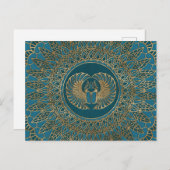 エジプトスカラブカブトムシ金ゴールドオンティール(緑がかった色)レザー ポストカード (正面/裏面)