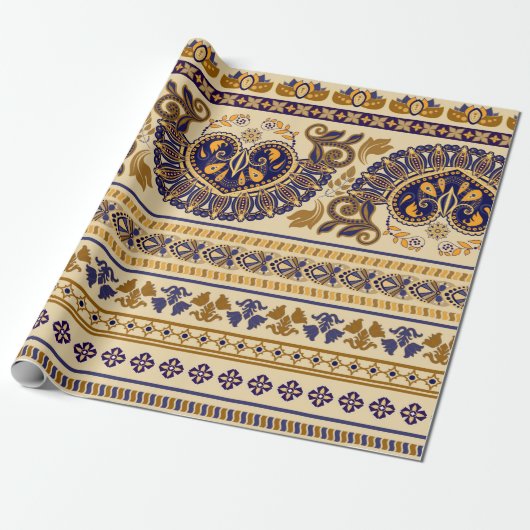 エジプトストライプののシームレスな模様カラフルフローラ ラッピングペーパー (アンロールド)