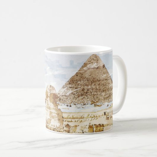 エジプトスフィンクスギザピラミッズ旅行ファインアート コーヒーマグカップ (正面右)