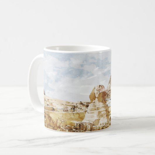 エジプトスフィンクスギザピラミッズ旅行ファインアート コーヒーマグカップ (正面左)