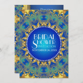 エジプトデコブルー金ゴールドサンブライダルシャワー 招待状 (正面/裏面)