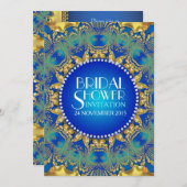 エジプトデコブルー金ゴールドサンブライダルシャワー 招待状 (正面/裏面)