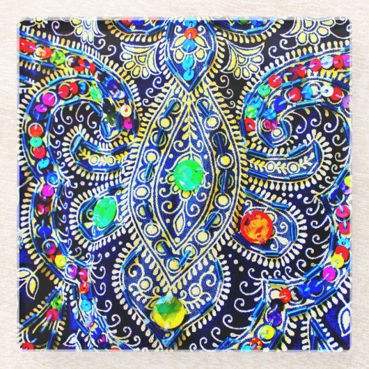 エジプトドレスデザイン ガラスコースター (正面)