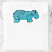 エジプトハッピーヒッポ 楕円形シール (バッグ)