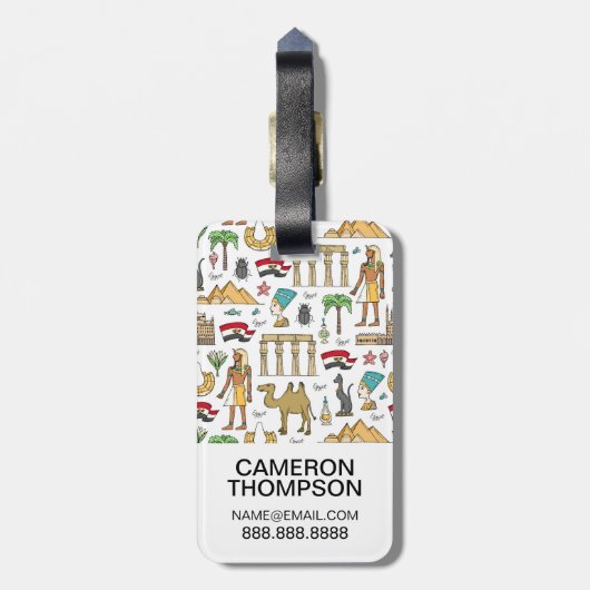 エジプトパターンの色の記号 ラゲッジタグ (裏面縦)