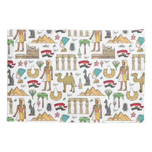 エジプトパターンの色の記号 枕カバー (裏面-左)