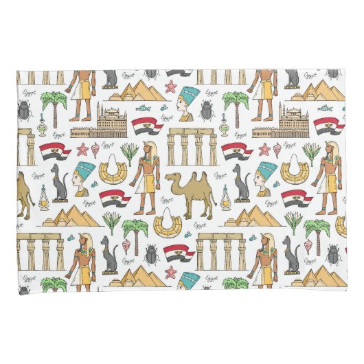 エジプトパターンの色の記号 枕カバー (正面右)